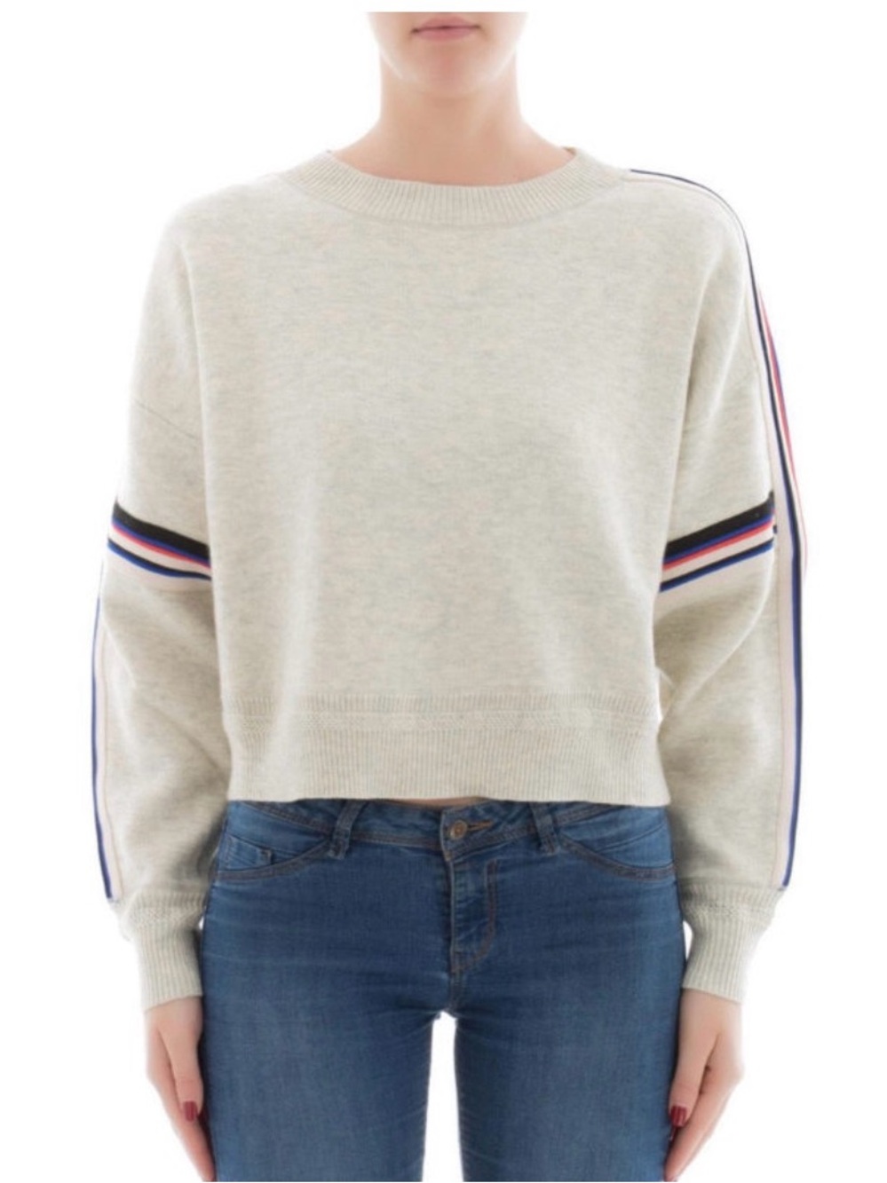 Isabel Marant Kao Cropped Sweater in Light Gray Size 42